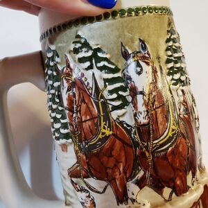 Vintage Budweiser Beer Stein Christmas Clydesdales